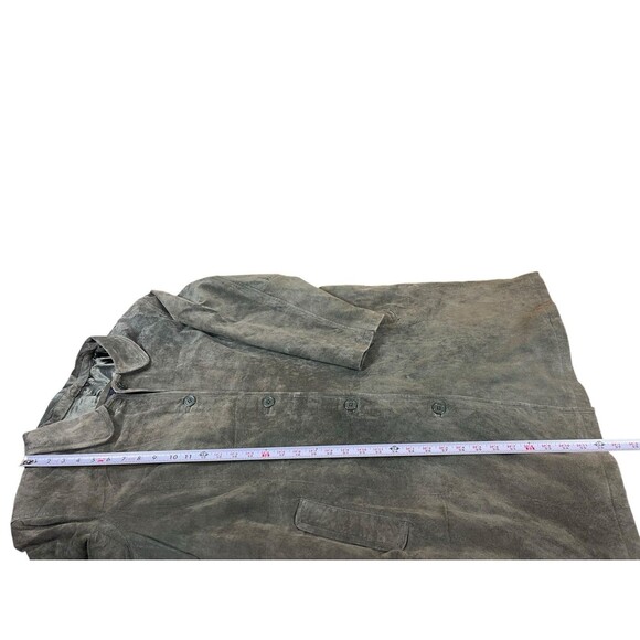 Centigrade Suede Leather Coat Jacket 2X Petite Genuine Washable Olive Green NWT - Picture 6 of 9